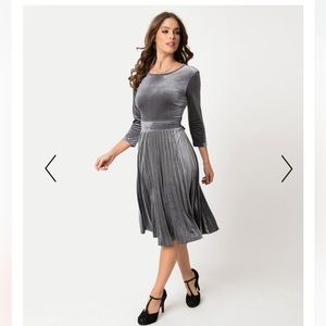 Silver velvet swing dress